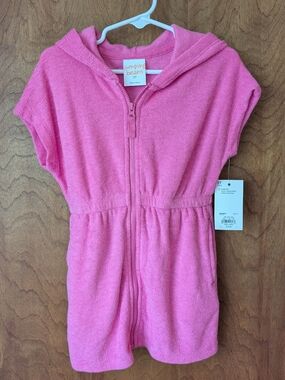 Jumping Beans Hot Pink Hooded Zip Terry Cover-up